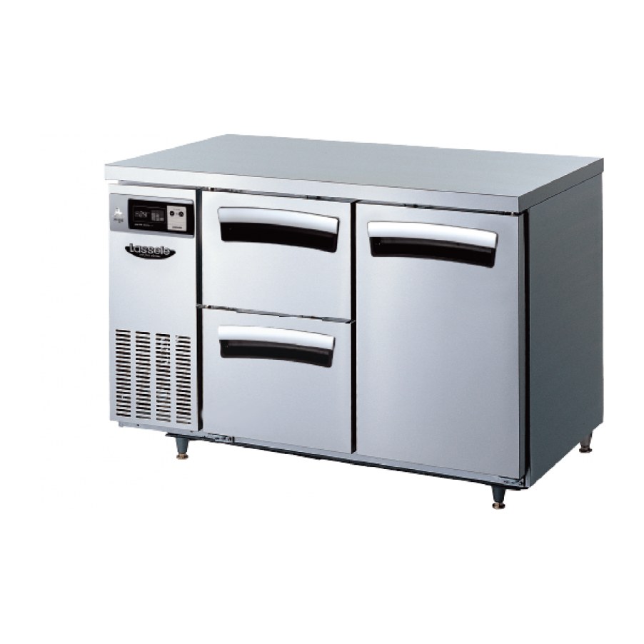 라셀르 간냉식 카페형결합식 가로1200 냉장3칸 테이블 (DS) LT-1224R-DS — 냉장고 중고 B급