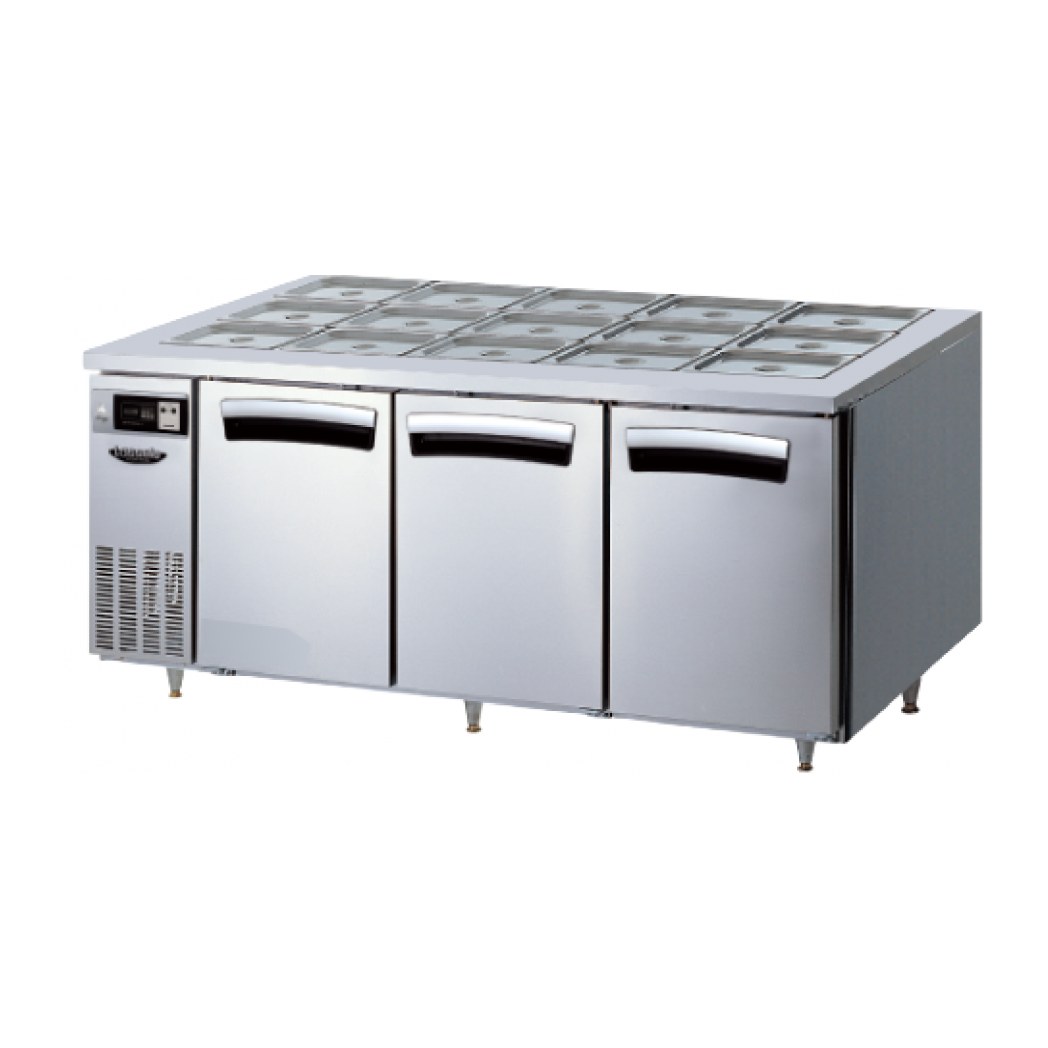 라셀르 간냉식 반찬형 1800 냉장3칸 테이블 LTB-1835R — 냉장고 중고 B급